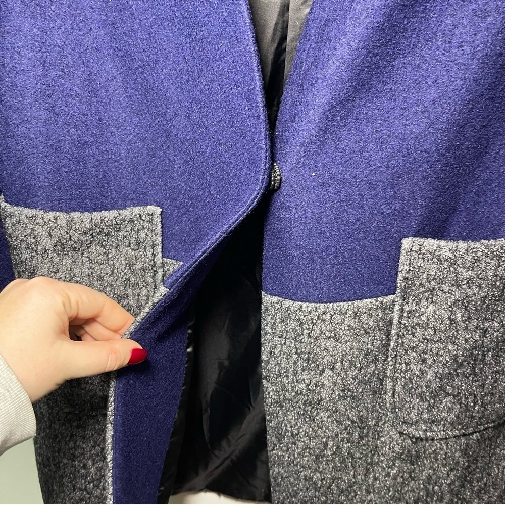 AngelEye London Wool Blend Colorblock fall layering Coat Blue Gray Women’s US8 - Picture 5 of 11